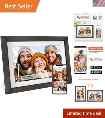 Elegant 10.1 Inch Wood Digital Frame with Touchscreen & Auto-Rotate Feature - Image 1 of 4