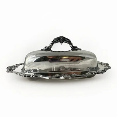Plato de mantequilla barroco chapado en plata vintage de Gorham con cubierta YC-1307 Foto 1 de 4