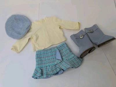 "Traje de muñeca American Girl de 18"" falda azul turística con sombrero de copa botas como está #C60" Foto 1 de 4
