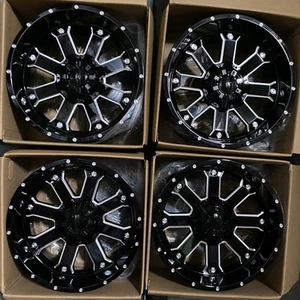 Used 20x10 D8 5x135 -24 87.1 Black Milled Wheels set-4 - Picture 1 of 5