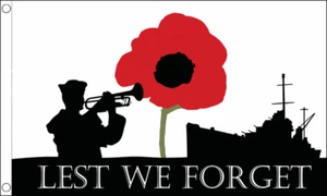 MILITARY BRITISH NAVY LEST WE FORGET FLAG 5x3ft 3x2ft REMEMBRANCE DAY SUPPORT - Picture 1 of 1