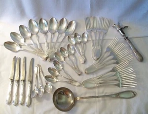SILVERPLATE FLATWARE SET Aime Jean Duret PARIS FRANCE 54 MIXED PIECES - Picture 1 of 12