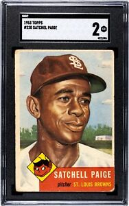 AUTHENTIC 1953 TOPPS #220 SATCHEL PAIGE St LOUIS BROWNS BASEBALL CARD SGC 2 GOOD
