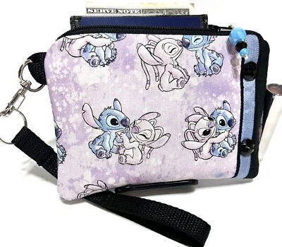 Stitch-Angel-Púrpura-Hecho a mano-Dinero-Moneda-ID-Tarjeta de crédito-Pulsera-Cartera-Bolsa Foto 1 de 4