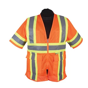 2W M7138C-3- HI-VIZ ORANGE CLASS 3 ALL MESH SAFETY VEST - MED - Picture 1 of 4