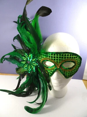 Mujer MASCARILLA PLUMA VERDE Halloween Baile Veneciano Juegos con disfraces Dramático Foto 1 de 2