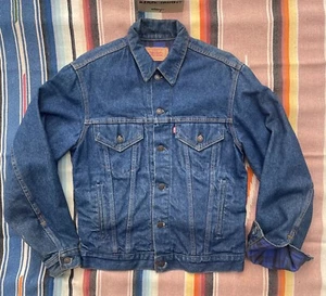 Chaqueta de camionero de colección LEVIS azul vaquera a cuadros franela forrada S EE. UU. AÑOS 90 rara - Imagen 1 de 8