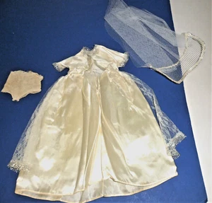 VTG WEDDINGL DRESS GOWN 15-16" clone FASHION Doll clothes 1950S GOWN VEIL 1950'S - Picture 1 of 5