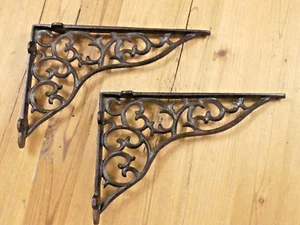 2 GRANDES Soportes de Estante Soportes de Pared Soportes de Hierro Fundido Vid Jardín Ménsulas Rústicas - Imagen 1 de 9