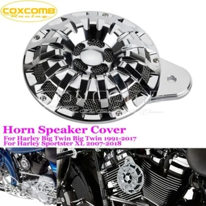 Chrome Horn Speaker Cover for Harley Big Twin 91-17 Sportster XL 883 1200 07-18 - Picture 1 of 9
