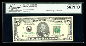 DBR 1981 $5 FRN Dallas Fr. 1976-K Legacy 58 PPQ Serial K01668928B - Picture 1 of 2
