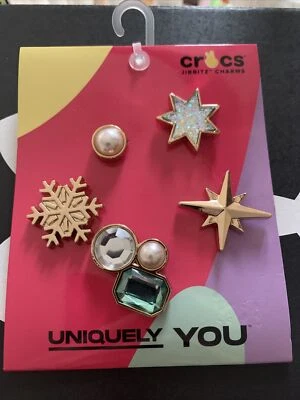 Crocs Jibbitz Charms, 5 Pack, Uniquely You, Gold Elevated Gems/ New - Image 1 of 3