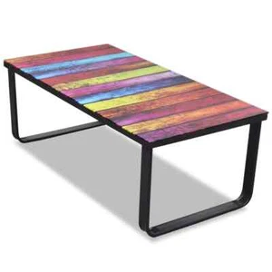 vidaXL Coffee Table with Rainbow Printing Glass Top - Picture 1 of 7