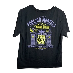 Disney Haunted Mansion Shirt Women's Large Black Short Sleeve Graphic Tee - Picture 1 of 7