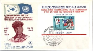 1965 Korea First Day Issue Cover  15th Anniv Korean War UN Forces Participation - Picture 1 of 2