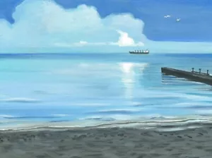 STAMPA QUADRO RYTA PAESAGGIO MARE ARTE SPIAGGIA BARCA ODESSA UCRAINA ACEO MARE - Foto 1 di 1