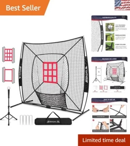 Quick Setup 7x7 ft Baseball Practice Net & Batting Tee - Train Anywhere, Anytime - Picture 1 of 11