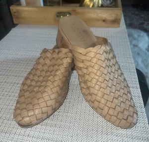Liberte Bondi Woven Mules Womens Tan Slip On Cowhide Leather Block Heel, Size7. - Picture 1 of 10