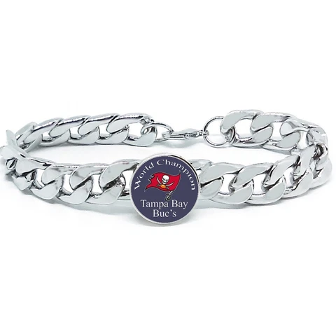 Special Championship Tampa Bay Buccaneers Mens Curb Link Chain Bracelet D4 Cover