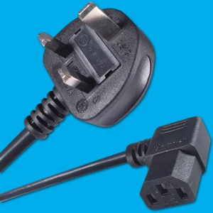 2m Right Angle IEC C13 Kettle Mains Power Lead Wire Cable, PC Computer, Monitor - Picture 1 of 1