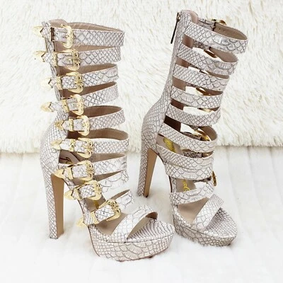 Nelly Bernal Draco мульти ремень высокий каблук туфли с ремешками ботильоны шампанское  - Изображение 1 из 4