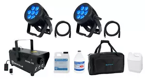 (2) American DJ 7P HEX IP Outdoor DMX Metal Par Wash Up-Lights+Fogger+Bag+Cables - Picture 1 of 12