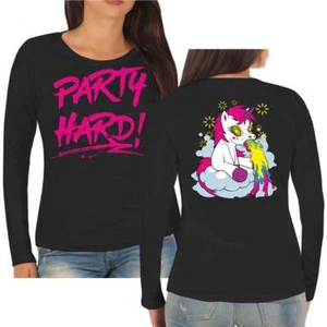 Frauen Damen Langarm Shirt PARTY Einhorn Pink rosa einhörner unicorn longsleeve - Bild 1 von 2