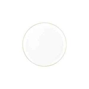 6.3" inch Disposable Round White Plastic Salad Plate with Gold Rim Design 50pcs - Picture 1 of 2