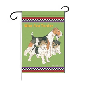 Fox Terrier Wire Garden Flag Double Sided 12" x 17" - Picture 1 of 1