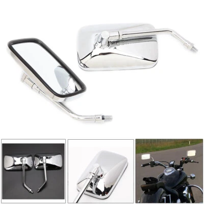 Espejos retrovisores cromados rectangulares de 10 mm para Kawasaki Vulcan 900 1500 Foto 1 de 4