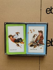 Vintage Hoyle Collection Norman Rockwell 2 playing card sets, Plastic Case