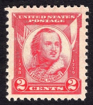 #690 SUPERB MNH OG-2c GENERAL PULASKI-JUMBO GEM STAMP!! (REM #690-4) - Image 1 of 2