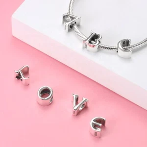 Charms Armband 925 Sterling Silber Alphabet A - Z Buchstaben Anhänger Geschenke. - Bild 1 von 38