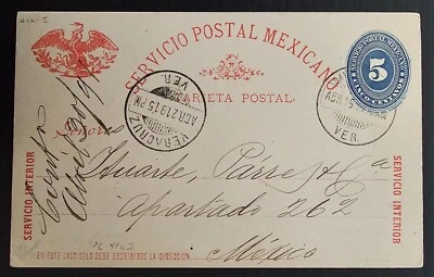 1891 México 5c sellado Servicio Postal cd Santiago-Ciudad de México Foto 1 de 2