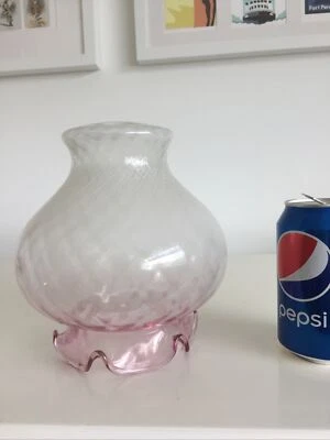 Vintage Pink And White Glass Shade Light 7” Tall  - Image 1 of 4