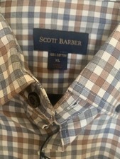 Scott Barber Mens Size XL Long Sleeve Shirt Colored Check Button Up Front