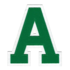 Green White Block Letter A Felt Patch Iron on Sew on (4 1/2" inches) Tall - Picture 1 of 1