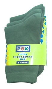 PEX 3 Pairs Boy's/Girls High Quality Cotton Blend Green Socks - Picture 1 of 1