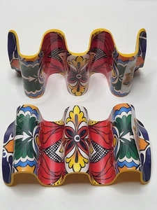 2 Taco Stand Holders Prepara Melamine Reversible Holds 2 or 3 Tacos Party Gather - Picture 1 of 5