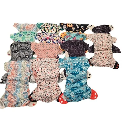 Bundle of 14 Bum Genius Multicolor Patterned All in One Baby Cloth Diapers - Image 1 of 4