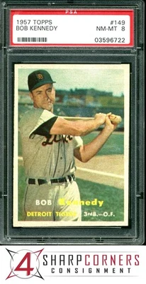 1957 TOPPS #149 BOB KENNEDY TIGERS PSA 8 - Image 1 of 3