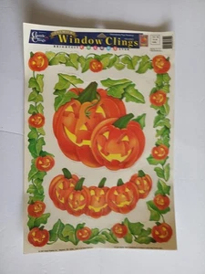 Vintage 1997 Classic Clings Halloween Pumpkin Window Clings Decorations USA Fall - Picture 1 of 9