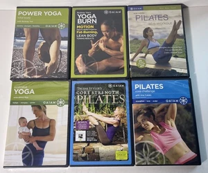 YOGA & PILATES GAIAM 6 DVD WORKOUT SET Like New - Picture 1 of 3