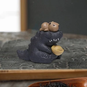 Krokodil Statue Geschenk lila Ton Tee Haustier für Bücherregal Schlafzimmer Wohnzimmer - Bild 1 von 7