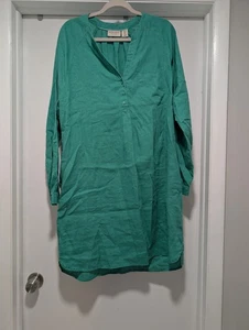 Abito lino MARTHA STEWART taglia XL verde Henley preppy cottagecore resort crociera - Foto 1 di 5