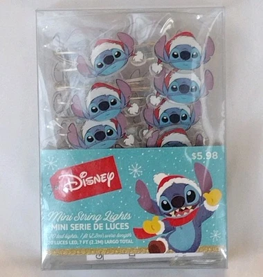 Disney Stitch With Santa Hat Holiday 20 Count Mini LED String Light 7ft - Image 1 of 2