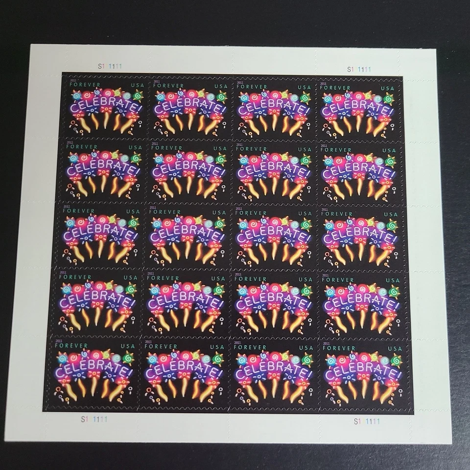 US 2011 #4502 Forever Neon Celebrate sheet of 20 MNH - Image 1 of 1