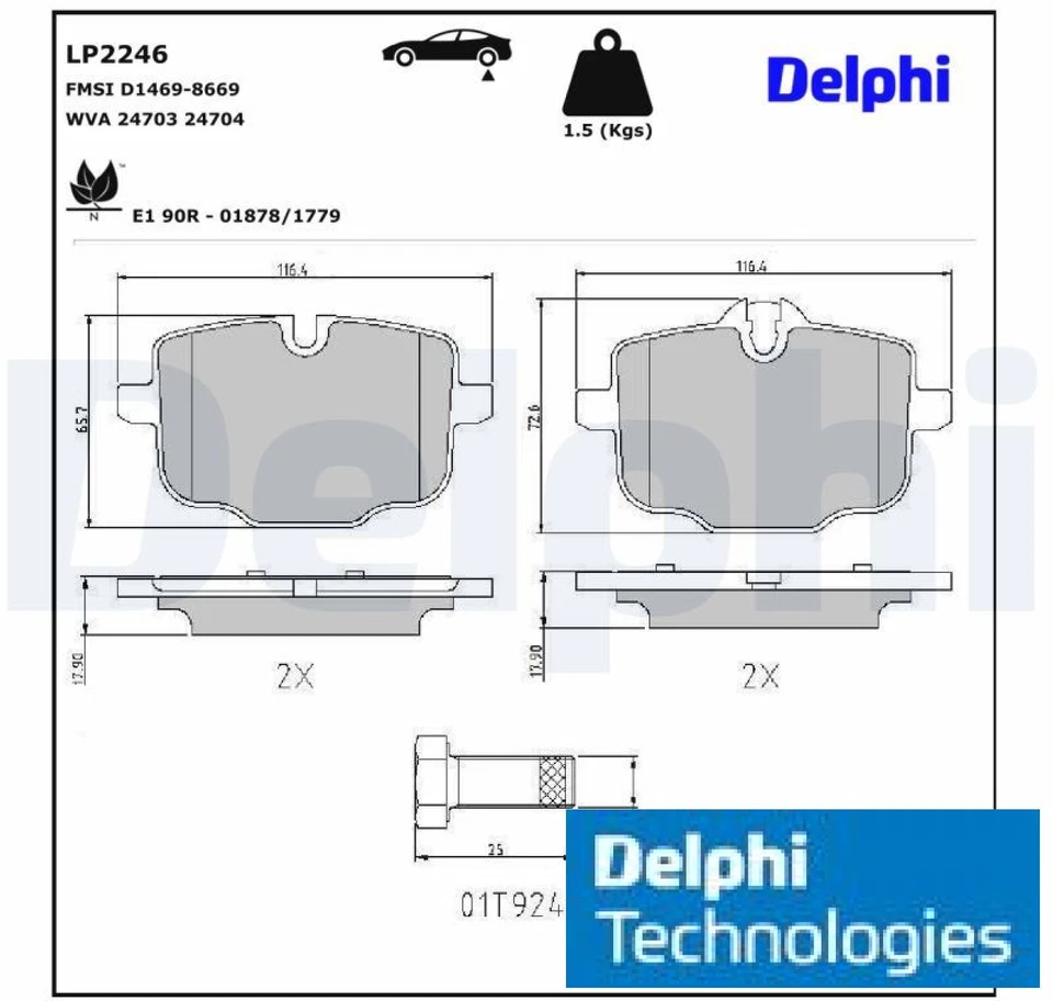 Delphi LP2246 Bremsbelagsatz für Scheibenbremse Bremsbelagsatz für BMW  - Bild 1 von 1