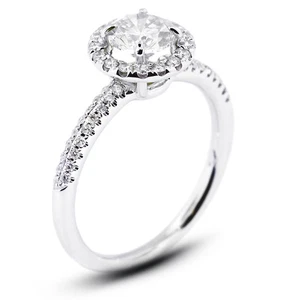 1,18 kt H/SI1 Rundschliff natürliche zertifizierte Diamanten Weißgold Halo Akzent Ring - Bild 1 von 11
