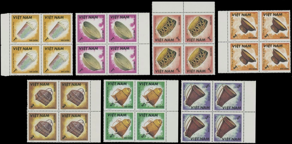 1986, VIETNAM, VARIAS ARTESANÍAS, JUEGO DE 7 EN BLOQUES DE 4, NH, SC. #1715-21 Foto 1 de 1